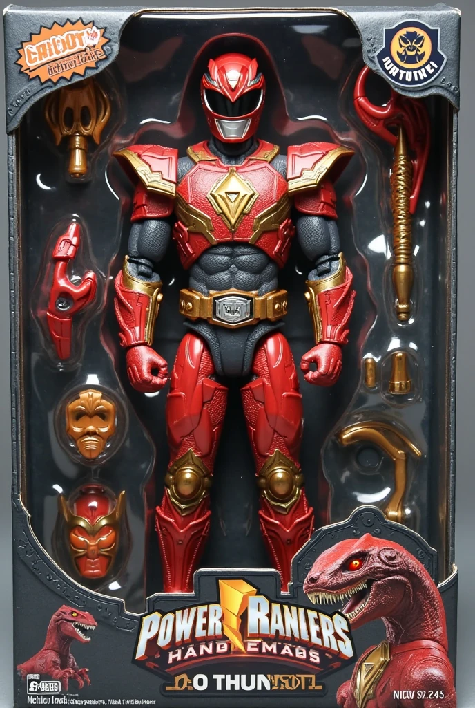 action doll of power rangers dino thunder metallic plastic moulded packed in shiny metal box