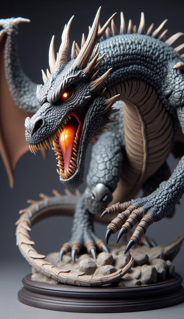 black and gray dragon with two legs