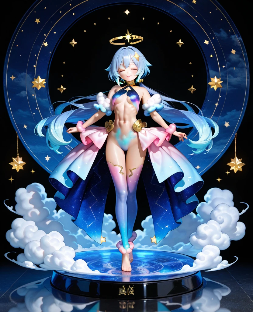 Transparent hair、hime-cut、Golden Eyes、eye glasses、ssmile、early teenage girls、flat chest、Thin pubic hair、Beautiful open legs、robe