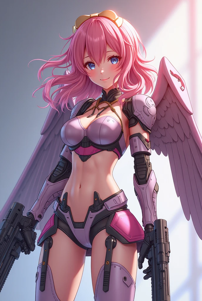 absurdres, intricate details, masterpiece, best quality, high resolution, 8k, 1girl, (lac34rmor, lace power armor, huge weapon:1.2), cape, looking at viewer, fighting stance, angry, 1girl, (detailed face, grey eyes, pink hair, eye reflection, blue necklace, outdoorull body:0.7), detailed background, cinematic lighting, fantasy background, flying pink petals everywhere, blurry background