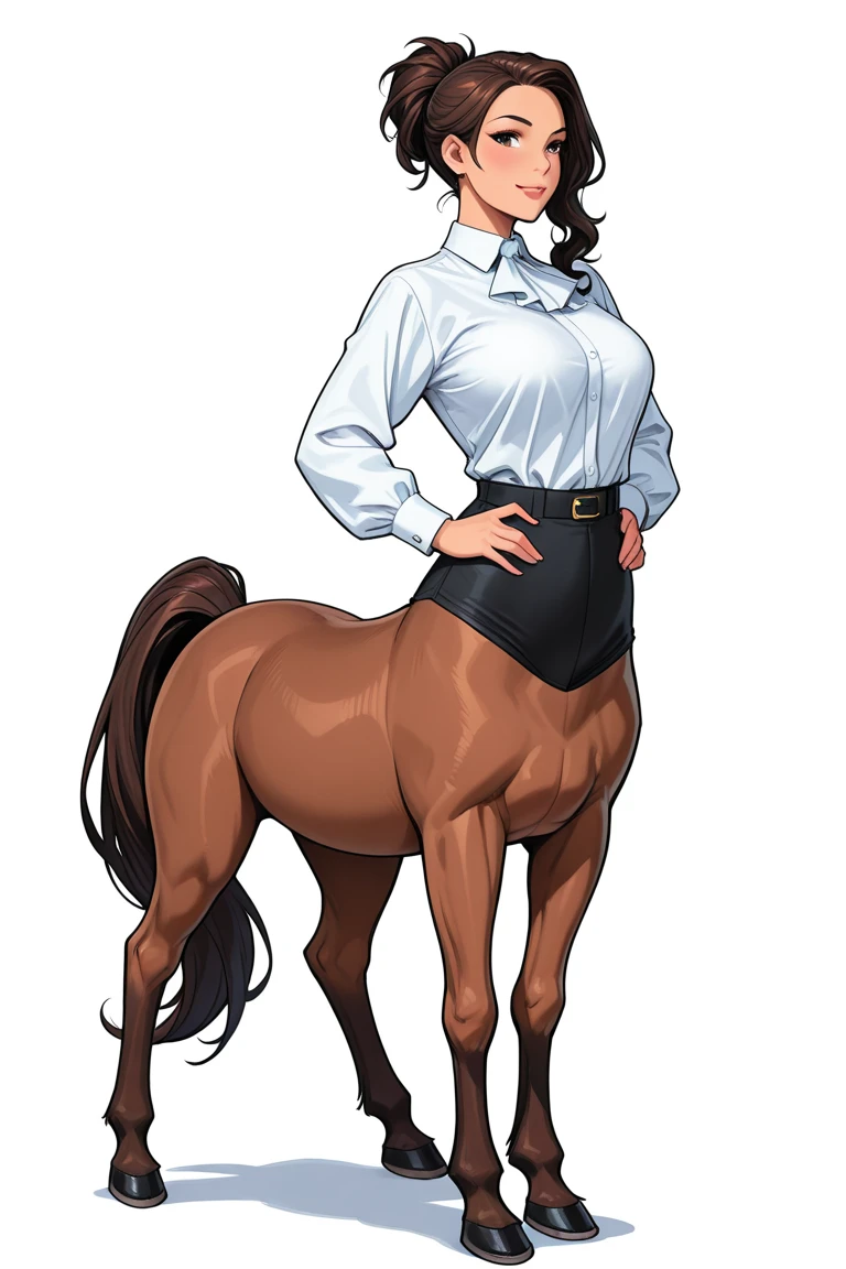 1Centaur Girl，Slender horse body，Sexy，White Silk，charming，A charming gesture，Perfect body，