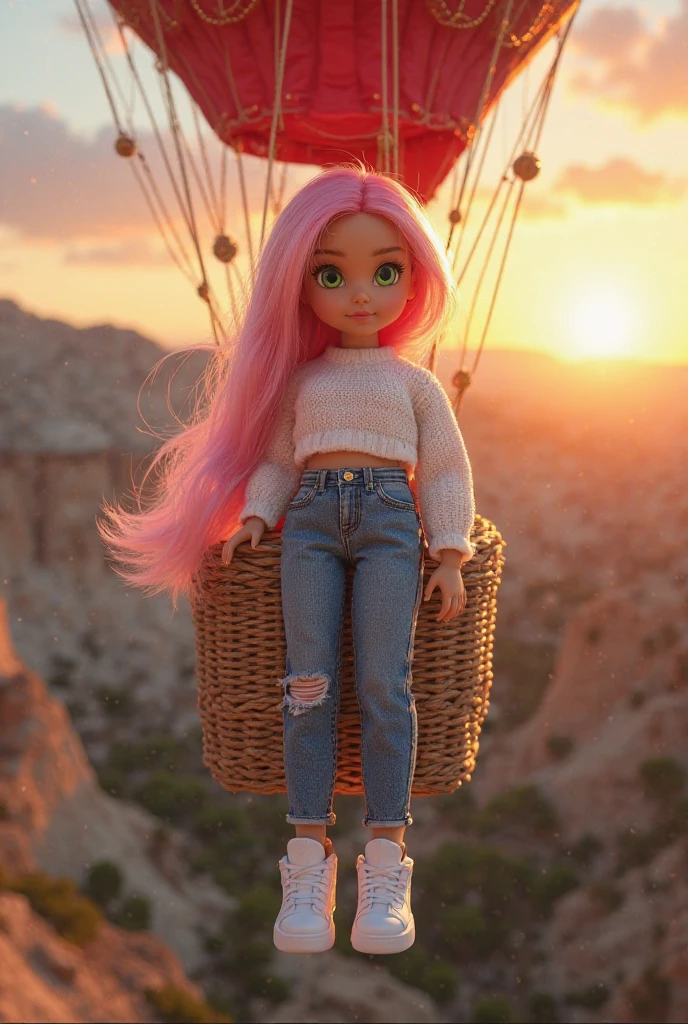 A girl standing on top of a mountain, sea of clouds on background, multicolored hair, hair bow, eyes wide open, light smile, realism, cinematic lighting, ray tracing, optical illusion, denim lens, lens flare, 35mm, f/1.2, sony fe gm, ultra hd, retina, masterpiece, best quality --auto --s2