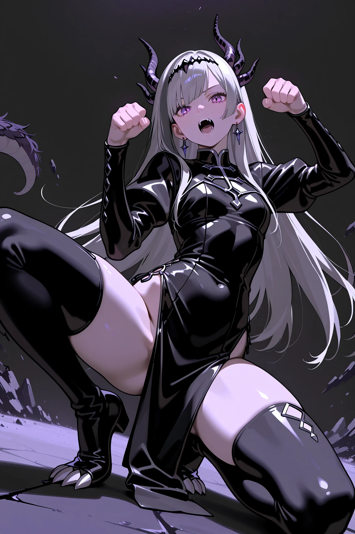 ((Highest quality)), ((masterpiece)), ((detailed)),(Browsing Caution)
(8k) delicate
(Gray bodysuit)((girl,Jet black penis)) cum long hair hot skin