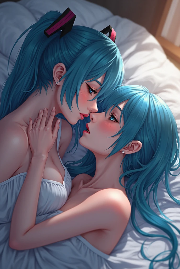 NSFW,(((1 boy and 1girl are having sex))),missionary position,((How facial)),(How 1:2),(Best Quality,High resolution,8k,finelity detailed background,Masterpiece:1.2),shoot from above,beautiful girl,Shiny light blue hair,Beautiful light blue eyes,Best quality,Best Quality,Aesthetic and aesthetic:1.2,Best details((Super detailed))(High-definition CG illustrations),Big Breasts,cute,cute,Looking up,blush,NUDE,on the bed,(nsfw:1.2), (How:1.3), (sweat:1.2), (steam:1.1)