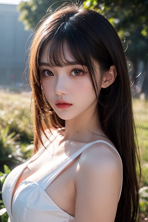 (logo, masterpiece, 8K, Tabletop, RAW Photos, wonderful, 最high quality, Photorealistic and very detailed CG composite 8k wallpaper, high quality, Very detailed, Narrative poem, Particle Effects, Dynamic Effects, Depth of the Boundary, Cinematic Light, Lens flare, Ray Tracing), short hair beautiful young woman, Hair tied back, high detail skin, very fine, fine skin texture, beautiful face, realistic eyes, beautifully detailed eyes, realistic skin, beautiful skin, surreal, smiling eyes, Hair and light eyes, Vibrant, Colorful lights and bokeh. The lighting casts a warm glow on her face and hair, Blue glow, Water surface reflection, Creates a dreamy and magical atmosphere, Big Breasts, Brown Hair, short hair, plump lower lip, pink blush on the cheeks , pink lips, brown tight no-shoulder knit sweater