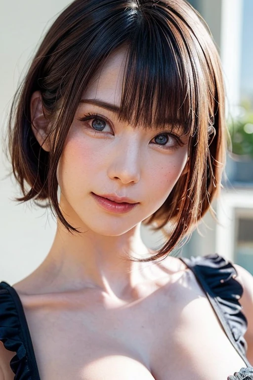 (software:1.8、masterpiece, highest quality),1 girl, alone, hyper Realistic, Realistic,Realistic, Looking at the audience, Light brown eyes:1.4,Brunette Short Bob Hair with highly detailed shiny hair, Brightly colored winter clothes, Lepangas:1.4), Outdoor, Mouth closed, Upper Body、big chest eye、eyelash、{Hugeな|big chest|Hugeなな|Mega} whole :2, chestの谷間:2、(((big chest eye、Short Bob Hair、Highlights from Students、Looking at the audience、She is very beautiful and cute、Show me your ears、Long neck、smile、Close your mouth and smile、Bangs and beautiful teeth)))、Ideal body type、(Nothing is drawn、Very beautiful pure white background:1.6)、美しいLong neck:1.4、(({Huge|big|Hugeな|Mega} chest, chestの谷間:2、Upper Bodyは服を着ていない:1.6))、(((Portraiture:2)))、Perfect ???????