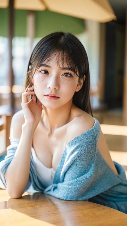 (Highest quality, 8k, 32K ..., masterpiece, Ultra-high resolution:1.2),Beautiful Japanese Women Photos, Black Hairの, Beautiful Face,(Leaning forward:1.3),squat,(From above:1.2),(close:1.4),throw,Loose fitting T-shirt,Big ample breasts,(Beautiful nipple exposure:0.9),Plein Air,The wind is blowing,,Glittering Skin,Blurred Background, hot summer, Drops of sweat,Random hairstyles for short hair and updos、Black Hair、Half-open mouth、Embarrassed look、blush:2.0