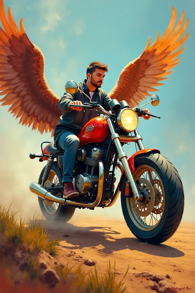 modelshoot style A stunning intricate full color portrait of young man with a goatee,
epic character composition,
swpunk jacket and heavy gauntlets,
glowing neon lightgeo wings,
black and gold color scheme,
by ilya kuvshinov, alessio albi, nina masic,
sharp focus, natural lighting, subsurface scattering, f2, 35mm, film grain, [Style-Empire|Style-Winter]