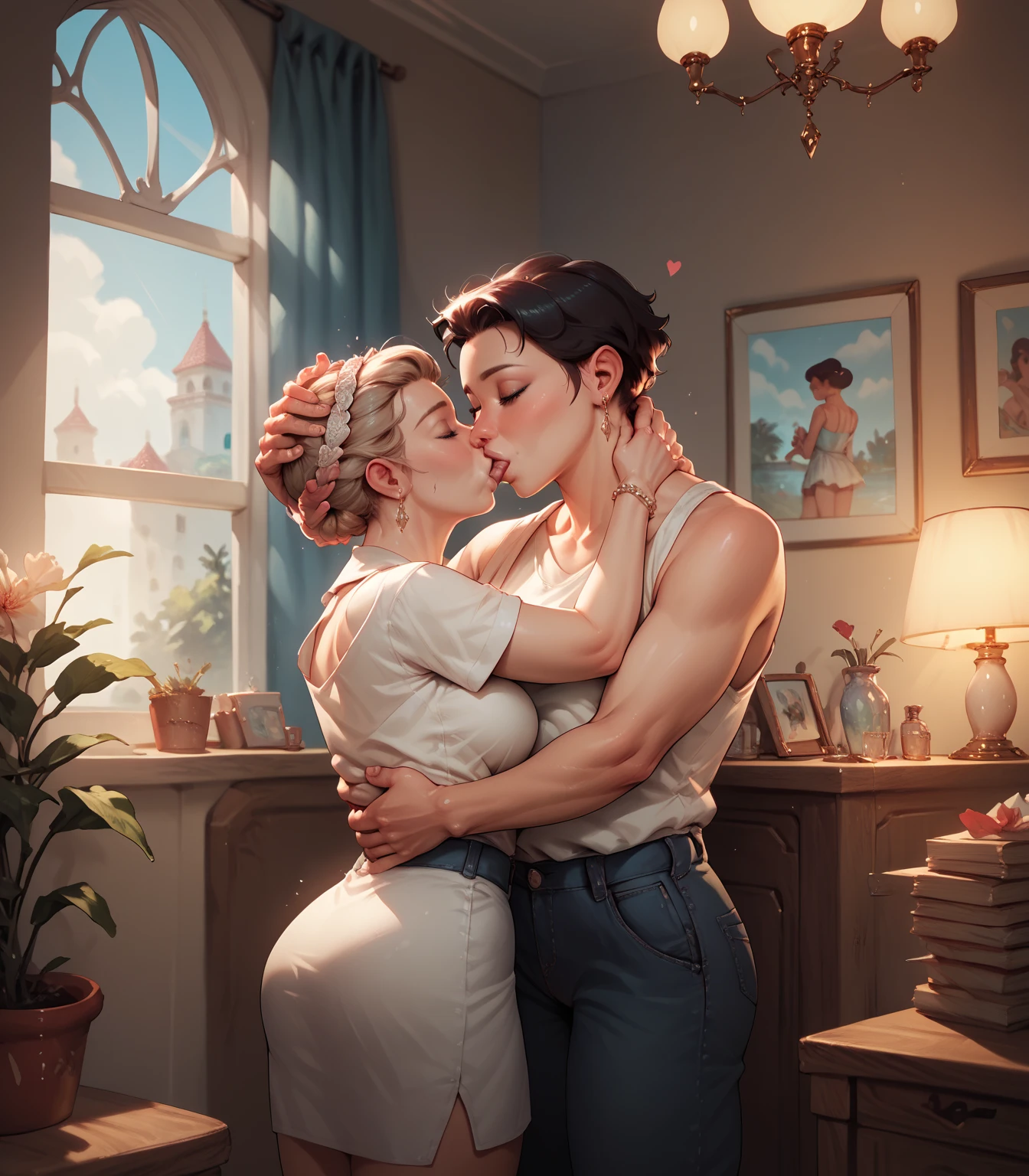score_9, score_8_up, score_7_up, 1girl, 1boy, magnificent body, mischievous milkmaid has fun with her boyfriend in the barnyard, hugs with my legs, friendly sex