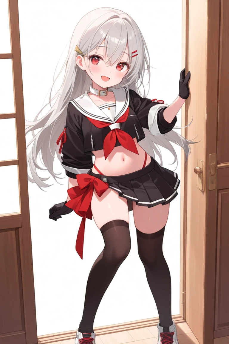 illyasvielvoneinzbern, illyasviel von einzbern, blonde hair, hair between eyes, long hair, (red eyes:1.5),
BREAK beret, black skirt, brown footwear, collared shirt, hat, homurahara academy school uniform, kneehighs, loafers, pleated skirt, puffy short sleeves, puffy sleeves, red ribbon, ribbon, school uniform, shirt, shoes, short sleeves, skirt, socks, white headwear, (white shirt:1.5), white socks,
BREAK indoors, classroom,
BREAK looking at viewer, (cowboy shot:1.5),
BREAK (masterpiece:1.2), best quality, high resolution, unity 8k wallpaper, (illustration:0.8), (beautiful detailed eyes:1.6), extremely detailed face, perfect lighting, extremely detailed CG, (perfect hands, perfect anatomy),(white panties:1.5), (skrit lift:1.5), standing, small breasts, (short, tiny, little:1.5), blush, embarrassed,from below, cowboy shot, dutch angle