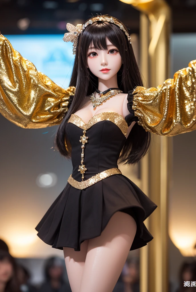 8K, highest quality, intricate details, Super detailed, ultra high resolution, masterpiece, 1 girl、Bjorf,random angle, thin, smile,black hair,,short hair and long hair,gold hair band, hair ornaments,side lock,gold earrings,off shoulder,black pantyhose， (Medium chest: 1.2),choker,thigh boots, long and sexy legs，(white skin), ((masterpiece:1.4)、(highest quality:1.4)、(realistic:1.7))、 ((spy family)), ((Assassin Suit Dress)), ((Cosplay Dresses)), Ultra-realistic portraiture、Super beautiful queen、((1 girl:1.4))、Radiant natural skin texture、(reveal sexy clothes)、(luxury shiny latex:1.4)、(Luxury White Latex Tights:1.4)、19 years old(perfect female body:1.4)、(upper body shot)、（thigh gap：1.5）girl portrait photography、close up photo、fantasy art、soft front light、beautiful features、cute face、beautiful breasts、beautiful butt、upturned butt，detailed eye、Clear and eye-catching, beautiful and charming eyes、beautiful eyes、tight waist