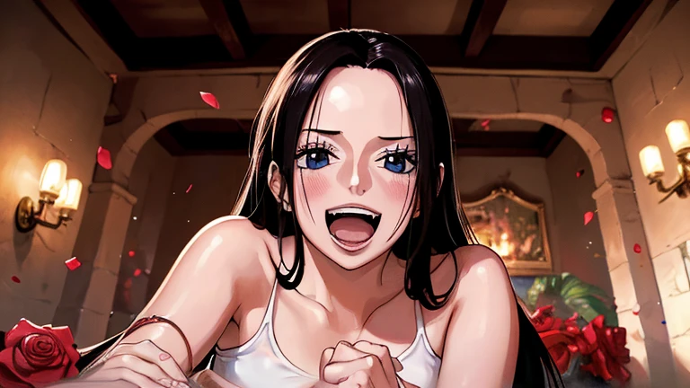 (((masterpiece))), (((best quality))), ((ultra-detailed)), (highly detailed CG illustration), Boa Hancock, (nsfw:1.4), (masterpiece:1.5), Detailed Photo, Smiling, Sexy, (Best Quality: 1.4), (1girl), Beautiful Face, (Black Hair, long Hair: 1.3), Beautiful Hairstyle, beautiful detail eyes, (realistic skin), beautiful skin, absurd, attractive, ultra high resolution, high definition, (sexually aroused:1.5), Pinkish white skin, cool white light, sexy pose, Beautiful , white background, pink soft white light, Wear a white tank top, (bukkake:1.8), (zombie girl:1.6)