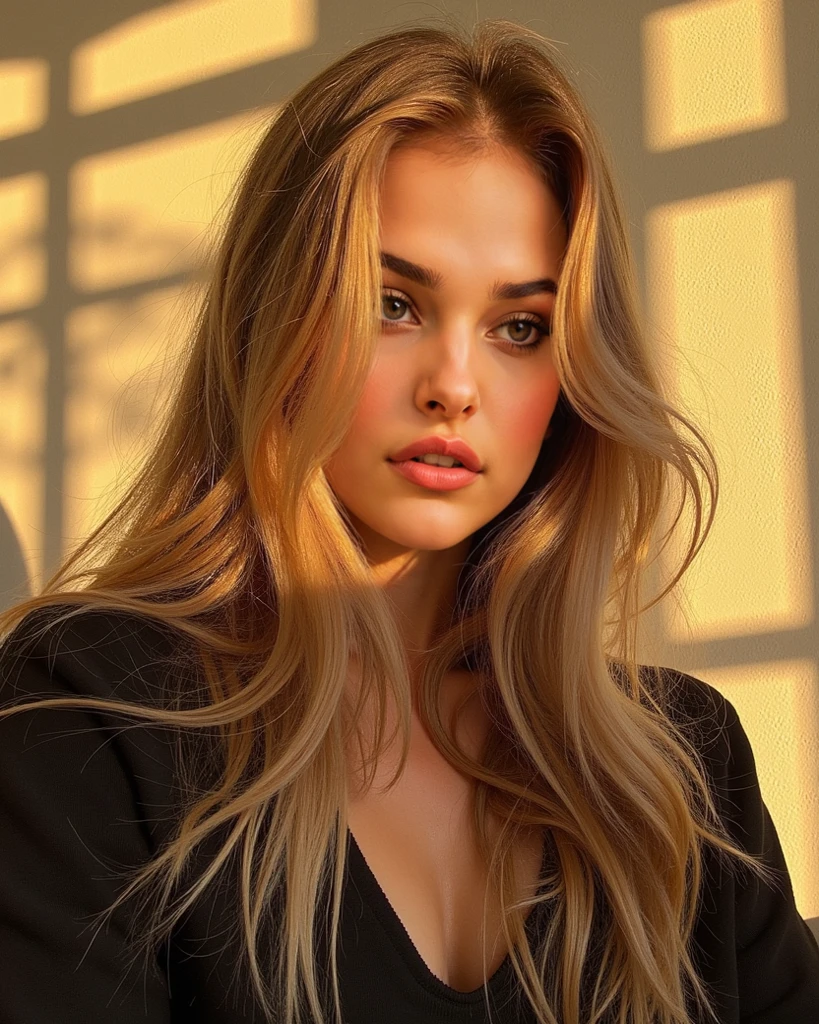 Super cute blonde woman in a dark theme