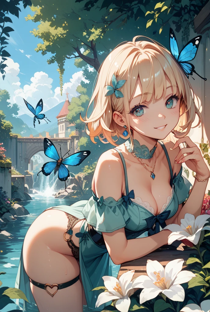 [a swarm of butterflies : 1girl, profile melting into butterflies, double exposure, scenery : 15]
