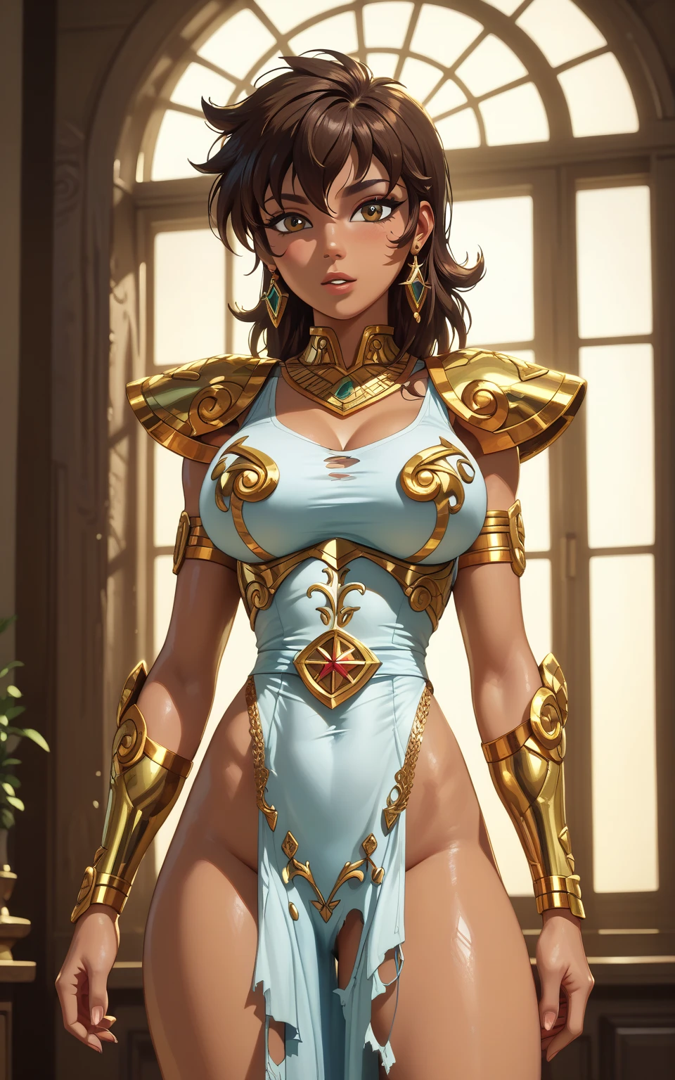 (best quality, masterpiece:1.2),ultra-detailed, HDR, detailed stage setting, (naked,semi-naked,bare), girl on stage, dramatic lighting, model position, elegant pose, enchanting smile, beautiful face, (beautiful detailed eyes,beautiful detailed lips,extremely detailed eyes and face,long eyelashes), (shapely, curvaceous, hourglass) body, (beautiful detailed breasts, shapely breasts, firm breasts), (shapely, toned) legs, (delicate, exquisite) burlesque costume, vibrant colors, seductive atmosphere
