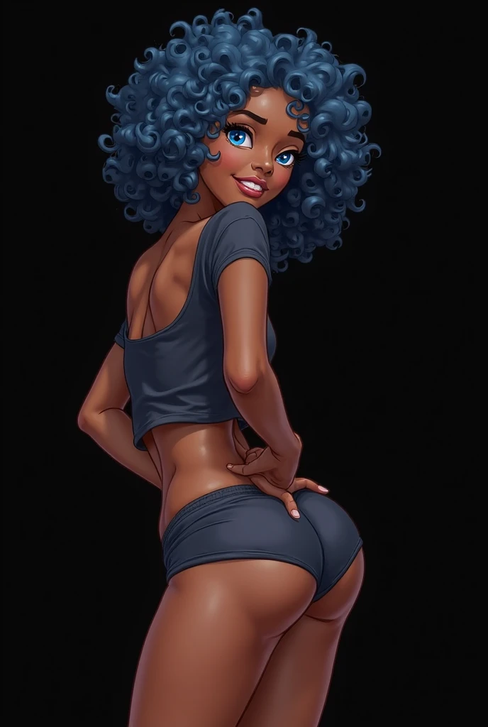beautiful and slim woman, negro ,short afro hair, , small ass, big thighs, no clothes, perspiration , playing with her