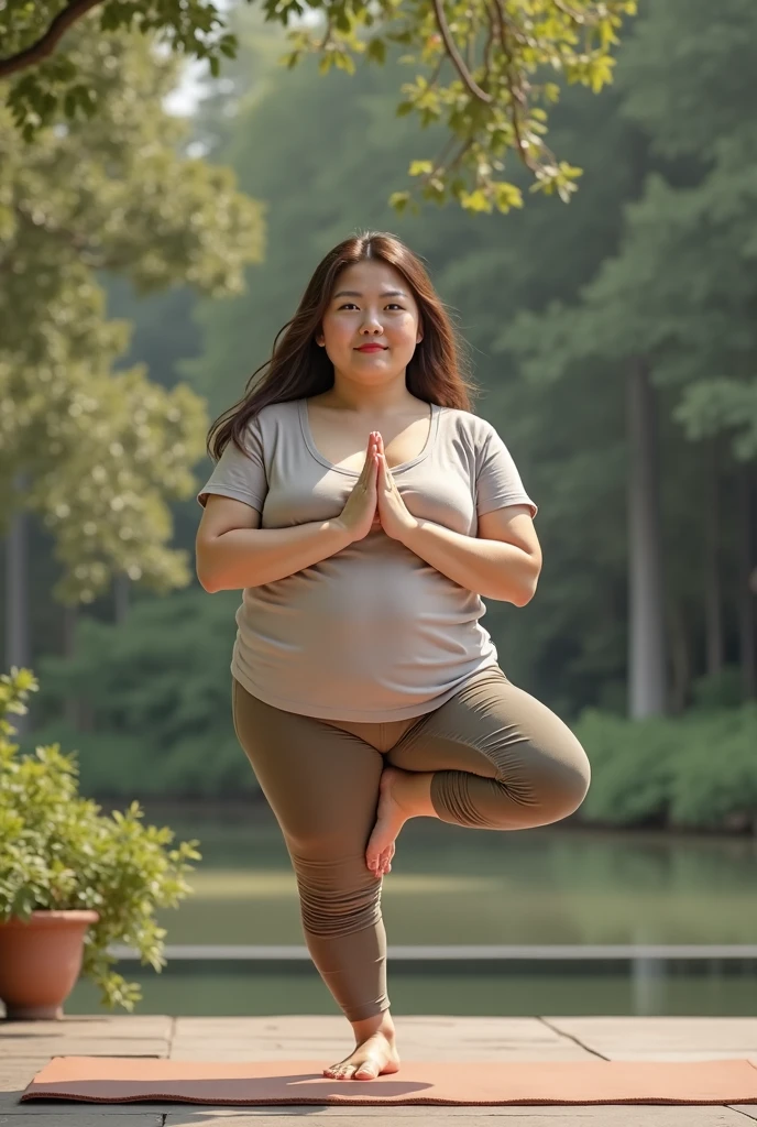 1 female、Overweight、Extremely fat、((chubby))、japanese、kyudo、white kyudo costume, kyudo field,4k, High resolution, masterpiece, highest quality