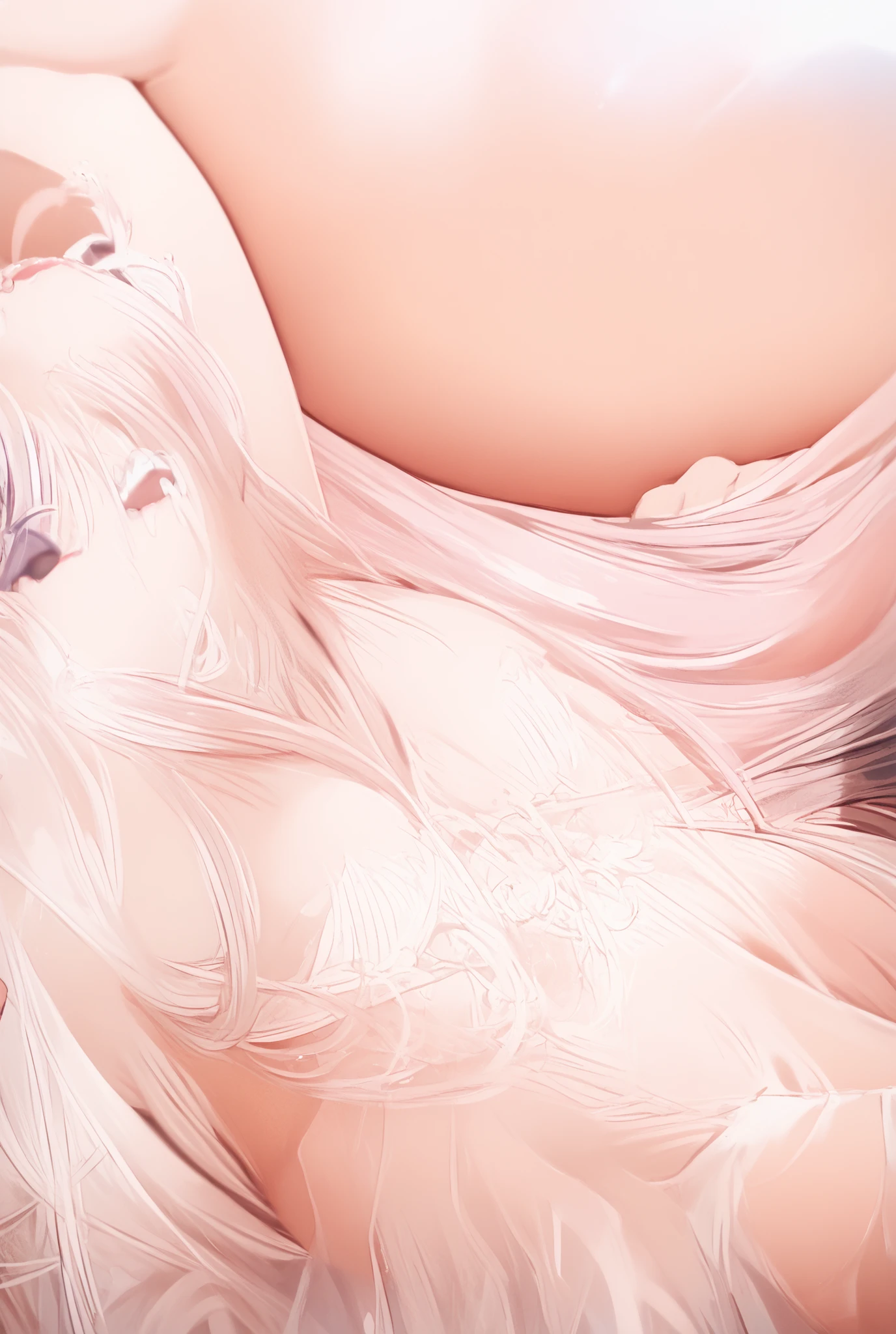 (((High resolution:1.5))), (((Very detailedな:1.5))), (((Two Girls:1.3))),((7Head to Body:1.3))、 (((White bed))),(((Bright interior、Midday light background)))、(((Beautiful and detailed eyes:1.3))), (((Very detailed))), (((Details face:1.5))), (((Very delicate body:1.5)))、(((Small breasts:1.3)))、((Small waist))、belly button、(from side:1.1),(((Blonde)))、(((very short hair:1.5)))、(((Normal limbs)))、(((White Dakimakura:1.3)))、(((NUDE:1.5)))、(((White yarn:1.3))),