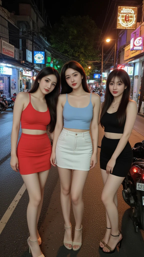 (bare breasts:0.2)best quality, ultra high res, (photorealistic:1.4), (green long hair:1.3), (azur lane\), 1girl, (Kpop idol), nsfw, slender body, looking at viewer, cute, detailed face, contrapposto, smooth skin, perfect anatomy, white camisole, pure black pleated skirt, cityscape, night, rain, wet, professional lighting, shopping mall rooftop cafe, outdoor, no teeth