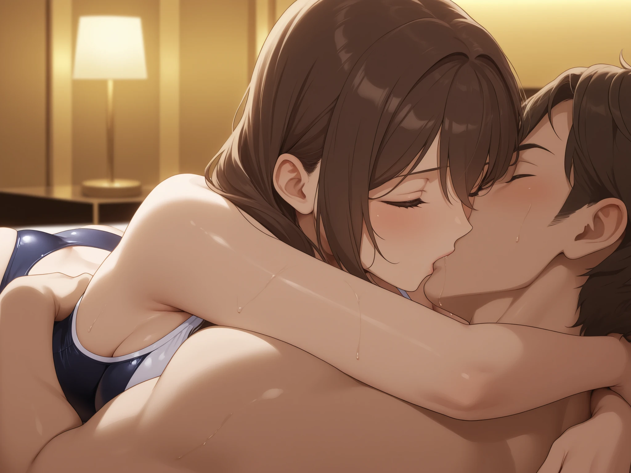 Composition from the front:1.3 (((8 heads slender beauty naked:2.4. Back Sex:1.3))),(((night:2.4 On the white blanket:2.4 Ryokan room:1.3))) Anxious expression(((Mid-length bob cut hair:1.9. Big breasts:1.3、night1.9)))、(((1 Female:1.3))), (((Brown Hair:1.3. Wavy Hair:1.2. Bob cut hair:1.9 Round Eyes Beauty:1.3. Shapely breasts, brown eyes, side-swept bangs, red cheeks:1.3 Sweat:1.3)))、(((Top quality masterpiece high resolution perfect human body:1.3))),(((Sweat:1.3,cute:1.3)))