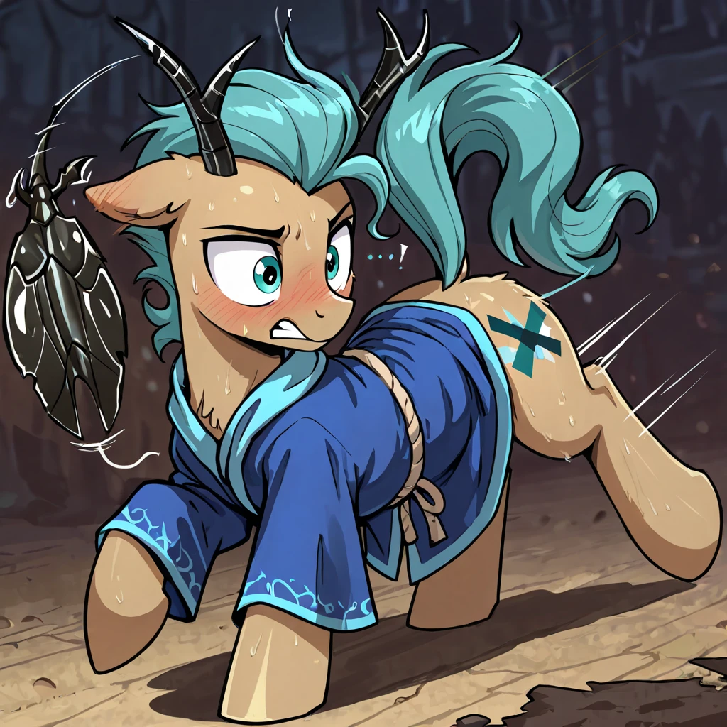 Pony rainbow dash .black head mask angry in the bodystocking
