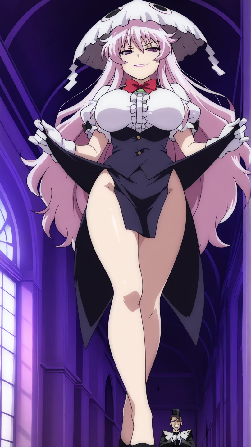 (sister_gigant_mahoushoujoniakogarete:1.10), anime_style, blush, lipstick, Hot girl, baddie, staring, glaring, bad attitude, mean girl, dare, angry, hate, crazy, smoking, sensual, attractive, nun dress, masterpiece, best quality, highly detailed, a anime girls in long dress with navel cutout posing for a
picture, evil smile, smile, open mouth, (nsfw) not safe for work, revealing dress, beautiful dress center
opening , long dress with bellybutton showing, ecchi anime style, anime girls, ecchi style, ecchi, digital
anime art!!, in anime style, official artwork, visual novel cg, beautiful anime girl, anime style 4 k, exposed
navel, exposed bellybutton, jewelry, earrings, complex detailed background, casino environment, fancy
interior environment, rich interior
