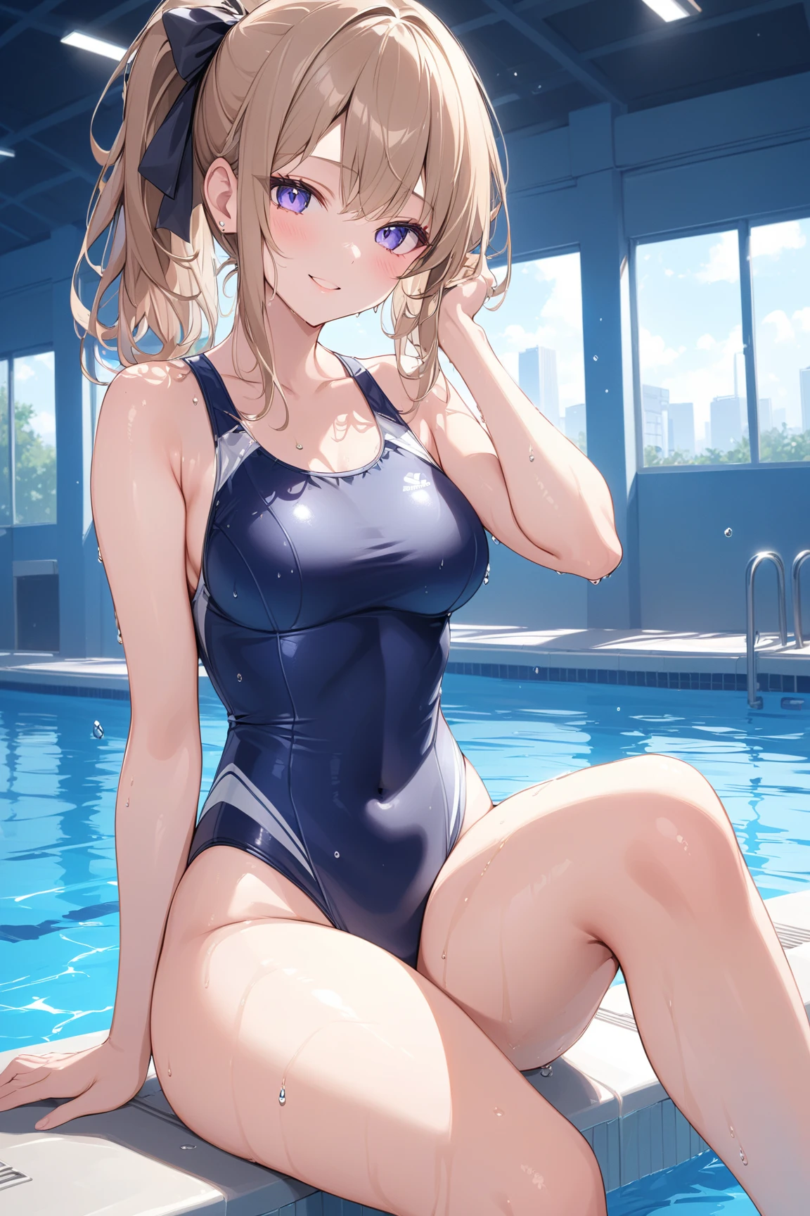 pieces fly、masterpiece、highest quality、Super detailed、High resolution、High resolution、8K portrait、Unity 8k壁紙のHigh resolutionCG、unity 8k wallpaper、cute type little:1.5、upon:1.5、Highly detailed CG unity 8k wallpaper、realistic、real person、cute type little、 portrait photography、shiny skin、High resolution、(16 years old:1.2)、(1 girl)、beautiful clear eyes、very detailed explanation、delicate face、nice lips、slender body、Same with big breasts thin waist、thin legs、(Poolside:1.6)、1 girl, cute type, perfect face, seriously, (blush:1.5),(golden hair ponytail:1.3),((there are many people nearby:1.4)),Same with big breasts,((navy blue school swimsuit:1.2)), Detailed description vagina,show vagina,spread legs,spread ,((Orgasm in the vagina:1.5))