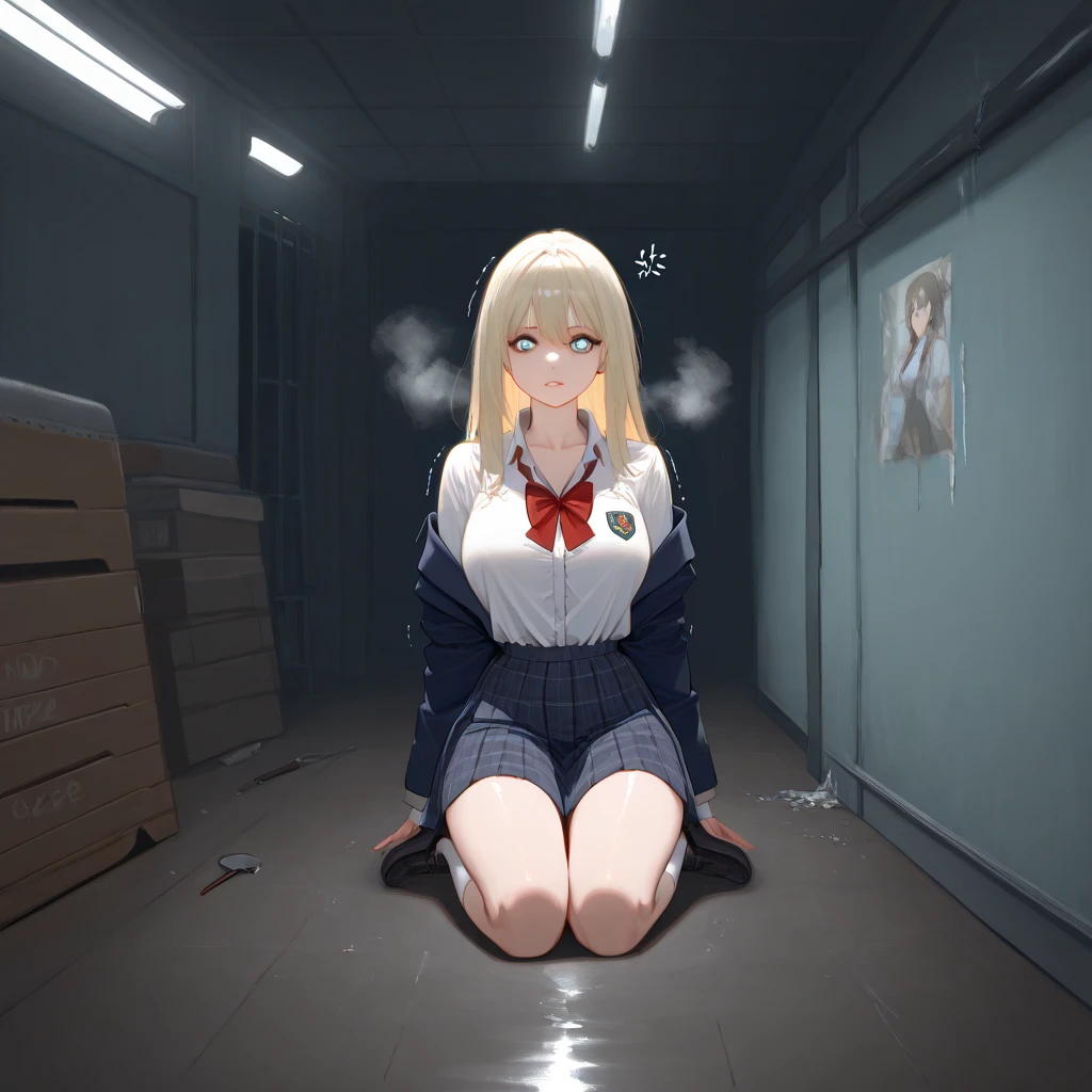 School、In the classroom、Sitting in a chair、Girl、Girl、Short、Younger、Lower school year、Baby Face、flat chest、Dynamic Angle、masterpiece、best quality、ultra-detail、Great Khan、The air conditioner is broken、Summer sunshine、Miniskirt、、Spreading legs、Looks hot、Raise one leg、The desks are lined up、corridor、window、Seems like a hassle、Complaining、There are several classmates behind me.、Clothing、Untidy appearance、Her chest is exposed、Wide Stride、Fan、With his mouth open sloppily