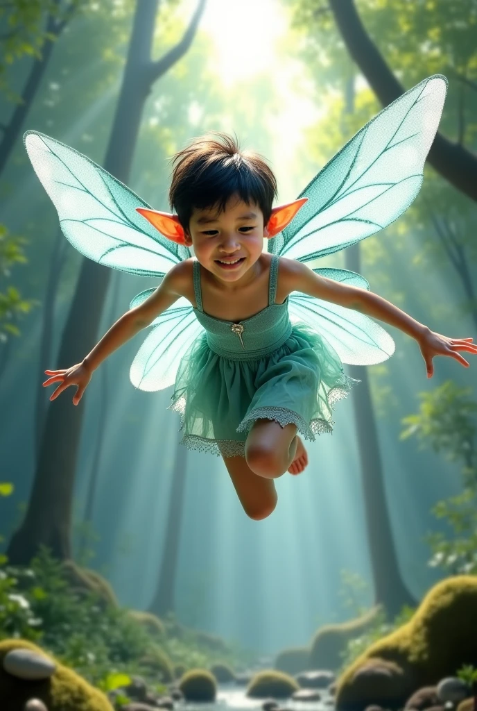 Play Beautiful Fairy、Beautiful cute little fairy is playing pranks and laughing、The most mysterious beauties、Beautiful transparent feathers、Laugh、high-level image quality --auto