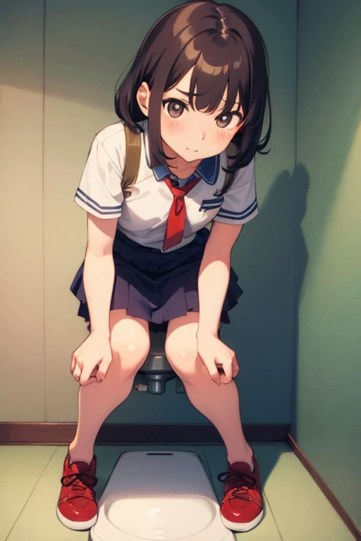 masterpiece, ultra quality, ultra sharp, ultra detailed, 1girl, solo, (((good anatomy))), haduki kurumi, (tattered torn dripping wet white gym shirt), navy gym pants, animal ears, randoseru, name tag, Japanese anime pose, laugh, BurumaShorts, Buruma, Gym Uniform, (((sitting, squatting, spread_legs, legspread, split_legs, spreading legs)), (randoseru backpack:1.4), (smug smile), buruma, blue buruma, black buruma, (cameltoe), (tattered torn short sleeve white gym uniform with colored hem), (tiny nipples), (white long loose socks), strong lighting, legspread, bukkake, cum on clothes, cum on legs, cum on buruma, cum on bloomers, (spreading pussy by hands)
