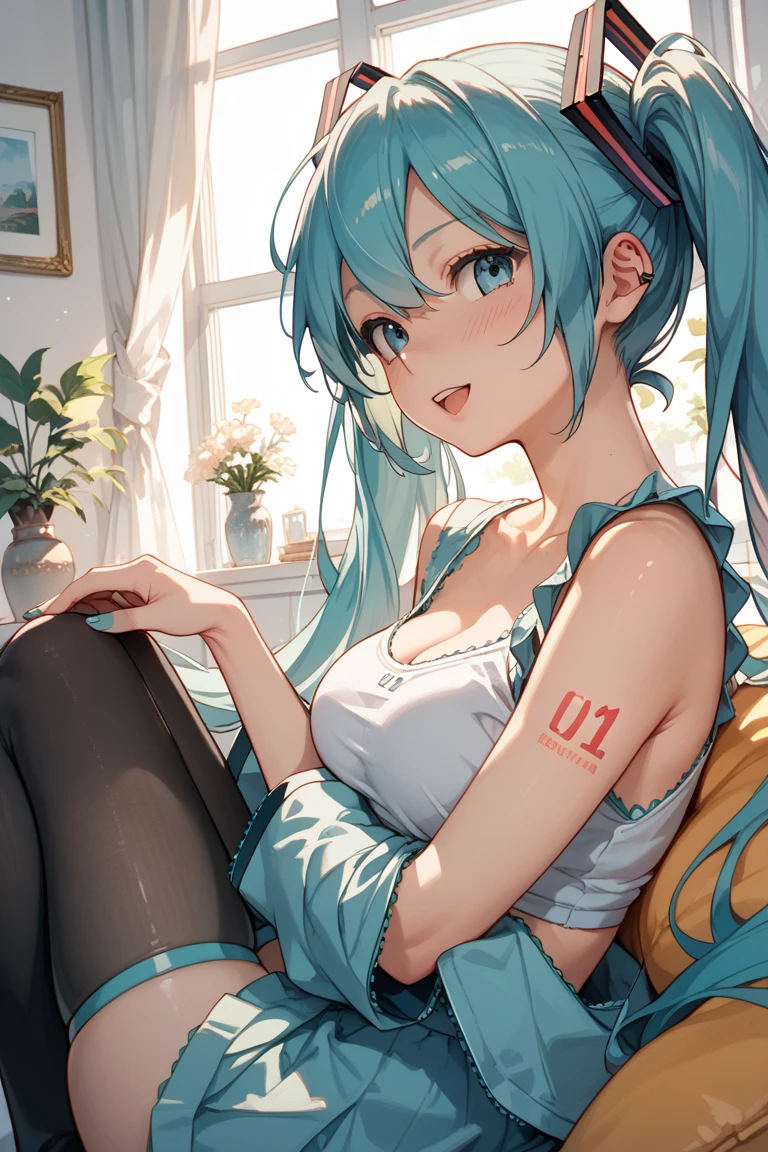 Obra maestra, La mejor calidad, Arte Oficial, (fondo de pantalla CG Unity 8k altamente detallado), Antecedentes detallados, (Manos de Guido Daniele: 1.1), pies fuera de marco, Vista en primera persona, 1, Mujer hermosa que es atractiva y perfecta, Acostado boca abajo en la cama, Alejarse, (maciza), (((somnoliento: 1.14))), (Sacar el trasero)))), (pijama, Ropa, ropa interior, muslos blancos: 1.12 (cabello largo azul: 1.12), (Ahoge: 1.13), (Cola de caballo alta: 1.12), (ojos verdes: 1.13), Mira al espectador, Grande, (escote), Cara hermosa, (sonrojarse: 1.11), (They are smiling: 1.11)