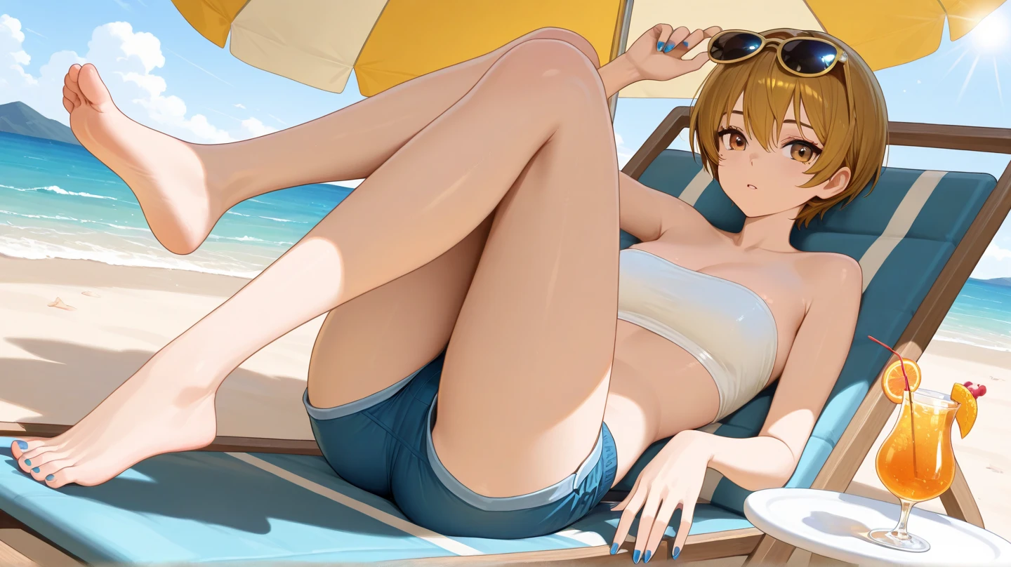 masterpiece, Highest quality, wallpaper, One girl, alone,Swimwear, Both sides up, summer、Seaside