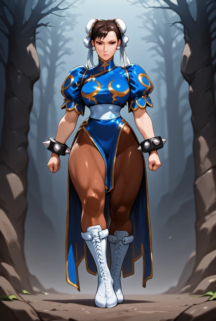 (Masterpiece, plain background:1.2) Female full body, standing straight symmetrical feet together, Pirotess dark elf, dark skin, long white hair, circlet, yellow eyes, 1990s (style), ninja Kunoichi, female 1sologirl