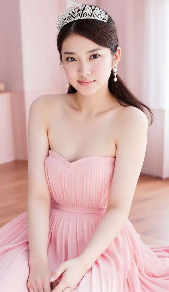 arafed woman in a pink dress posing for a picture, bae suzy, translucent dress, ethereal and dreamy, dreamy and ethereal, lee ji-eun, lee ji - eun, jinyoung shin, heonhwa choe, wearing organza gown, beautiful young korean woman, gorgeous young korean woman, jaeyeon nam, beautiful south korean woman, seseon yoon, random body orientation,
