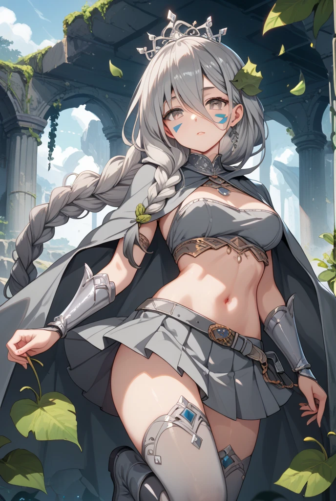 Guerreira, fantasia, armadura de placas, steel breastplate, Steel gauntlets, steel gloves, saia curta, saia vermelha, levantando a saia, calcinha branca, calcinha aparecendo, ruiva, realista, D&D, saia levantada, (cameltoe), upskirt, Steel gauntlets, steel boots, steel breastplate, melhor qualidade, tiro de cowboy, obra-prima, 8k, (exposed navel)