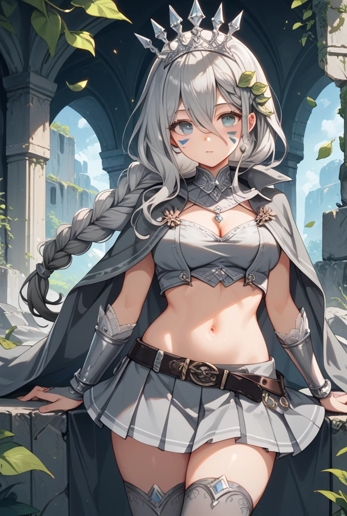 anatomically correct, best quality, masterpiece, high quality, high details, highres, HD, (shaded face:1.2), hollow eyes, red eyes, looking at viewer, smirk, upper teeth, pointy ears silver hair, hime_cut, long hair, huge breasts, sagging breasts, sweating, "Photorealistic, Hyperrealistic, Hyperdetailed, analog style, soft lighting, subsurface scattering, realistic, heavy shadow, masterpiece, best quality, ultra realistic, 8k, golden ratio, Intricate, High Detail, film photography, soft focus, fantasy art, breasts, 1girl, long_hair, cleavage, blue_eyes, large_breasts, solo, looking_at_viewer, very_long_hair, snow, dress, standing, outdoors, weapon, black_hair, cleavage_cutout