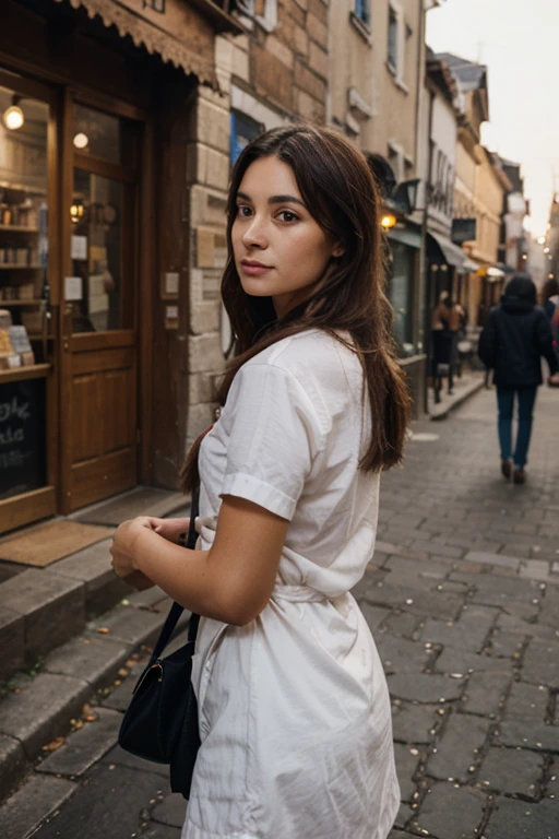 Une jolie fille brune dans la rue 