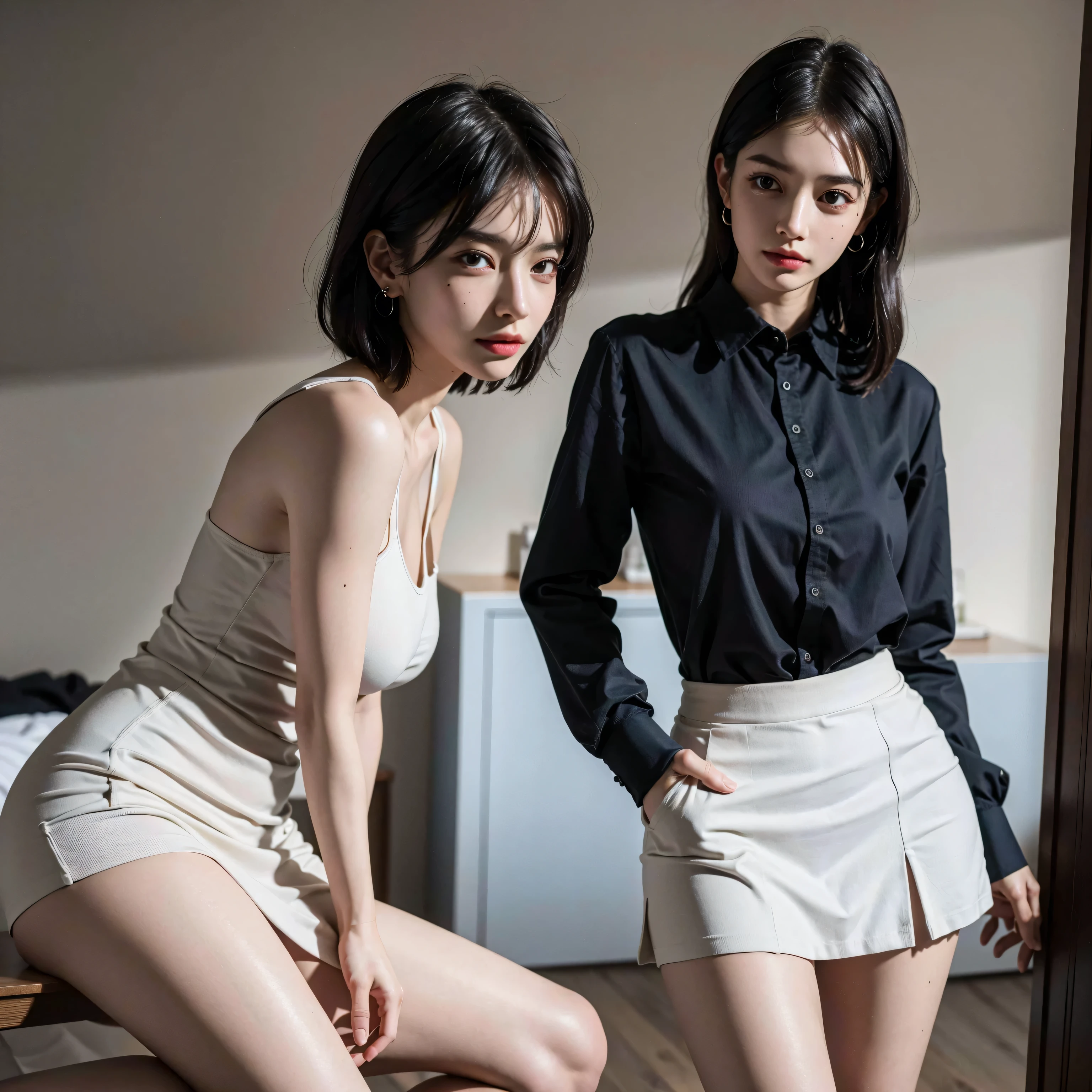 (original photo:1.2), (Reality:1.4),Beautiful and delicate girl, Very detailed的眼睛和脸, Beautiful and delicate eyes, Ultra Detailed, high resolution, Very detailed,Best quality,1个Giant Breast Girl,masterpiece,beautiful clothes,skirt,Implications,Very detailed,Unite,8k wallpaper,Meticulous attention to detail,masterpiece,Best quality,Unity8K wallpaper,1个Giant Breast Girl,16 years old,(camel toe),(Full body love),Standing,shirt,clavicle,Fashionable clothes,Short skirt,Black Silk,Long legs,High heel,street,City,Blonde short hair,Lace Bra,Deep cleavage,Tight leather jacket,