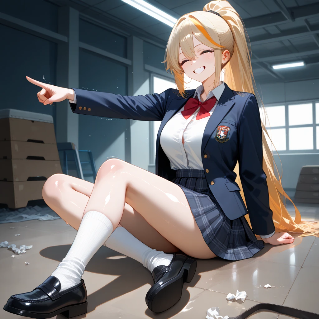 Transparent hair、Golden Eyes、eye glasses、Daughter in her early teens、flat chest、Thin pubic hair、Beautiful open legs、Cheer Dance