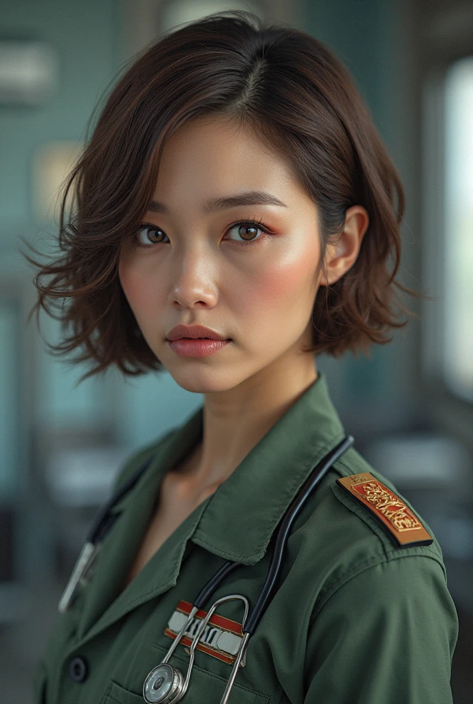 (8k, Raw photo, It's photorealistic:1.25) ,( Lip gloss, False eyelashes, Glossy surface, Glossy Skin, Best Quality, Ultra-high resolution, Depth of written boundary, color収差, Caustics, Wide lighting, Natural Shading,Kpop idols) Look at people with gentle and goddess-like happiness, woman in her mid-20s。I didn't wear makeup., May be different before puberty. She stands about 150 cm tall with a short haircut. Her breasts,Inconspicuous, Men's camouflage pattern shirt over the top、Plus compress with a sports bra to hide your breasts. I'm wearing men's jeans, Hide your hair with a baseball cap. content: Androgynous young woman in casual clothes wearing baseball cap, Medium Tits: Photographic, Style: Reminiscent of urban street photography, Lighting: soft natural light with a slight shadow from the cap,,,, color: デニムブルーとカモフラージュグリーンを基調とした素朴なcolor調, Composition: Canon EOS 5D Mark IV DSLR camera, EF 50mm f/1.8 STM Lens, Solution 30.4 megapixels, ISO Sensitivity: 100, Shutter Speed 1/125 seconds - AR16:9 - V5.1 --Style Raw --Q 2 --S 750.