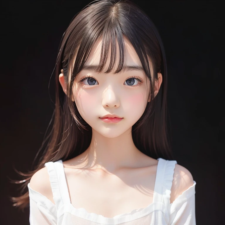 (alone:1.3)), One girl, Highest quality, Genuineistic, Realistic, Highest quality, masterpiece, Very delicate and beautiful, Very detailed, (Selfie:1.2), The finer details, Super detailed, High resolution, Very detailed, Genuineistic, Ultra High resolution, Highest quality, Ultra High resolution, (Genuine:1.4), High-quality texture, Wear a thin white summer knit, On the roof, bangs, Long Hair , Afternoon Light, Wonderful sky and clouds