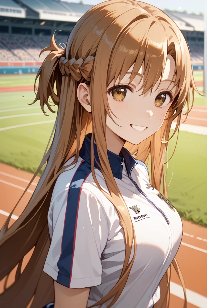 woman, (mature:2.0), bianka durandal ataegina, (ponytail:1.5), large breasts, tight shirt, multicolored tracksuit, standing straight, wetting herself:2.0), best quality, ultra-detailed, HDR, studio lighting, professional, vivid colors, sharp focus, bokeh, landscape, empty stadium, night, spotlight, soft lighting, dynamic shadows, embarrassed, humiliation, blushing, angry, tears, facing viewer, anime sreencap