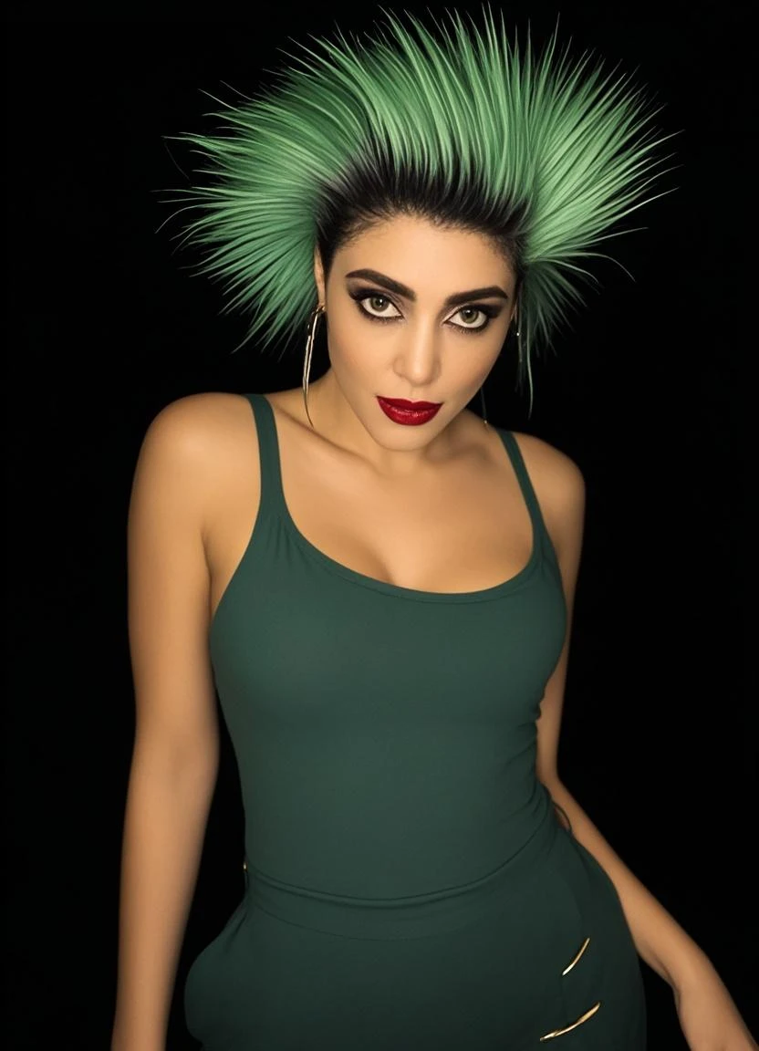 masterpiece, best quality,realistic,absurdres,1girl, solo, woman, black tuxedo, black suit, lime green hair, short hair, palace, smile, breasts, earrings, lipstick, dynamic pose