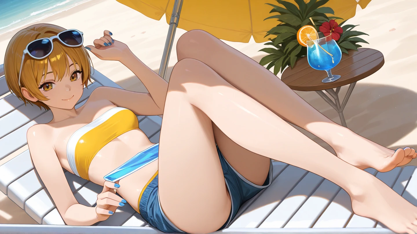 ((Top Quality)), ((Masterpiece)), ((Details)), perfect face, perfect body, sitting by the beach, listening to music, wearing headphones, wearing swimsuit, transparent swimsuit, wearing clothes exposing tight hips and breasts Woman with face visible, sitting with legs apart