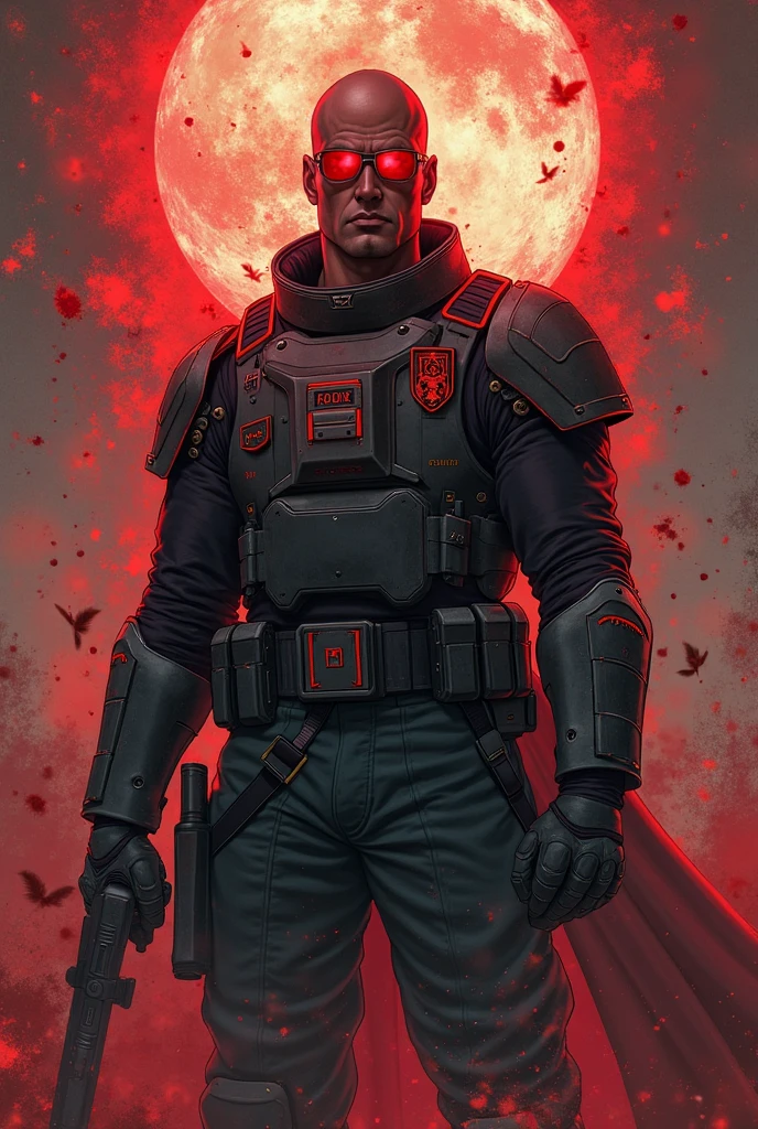 A strong man, muscular, he wears a black trench coat, a black hood, blood red particle light effects surround him, behind him are countless intertwined lines as a background, super high resolution, super detail, super high finish, 4k anime cover, night core, key visuals, best anime, 4k, wallpaper, detailed key, anime art