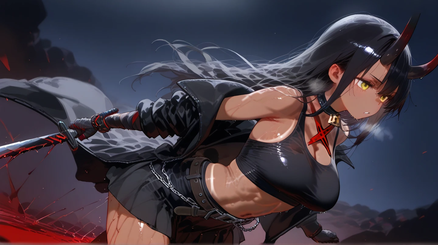 virtuosa, detached_wings, black_wings, halo, (black hair:1.4), (black eyes:1.4), long hair, (small breasts:1.6), muscular Female, thicc thighs, curvy hips, tanlines, swimsuit mark,
BREAK, (bikini:1.4),
BREAK looking at viewer, at beach, (sweaty body), ((smirk)), (sweaty:1.3), (from below), (frontal view),
BREAK (masterpiece:1.2), best quality, high resolution, unity 8k wallpaper, (illustration:0.8), (beautiful detailed eyes:1.6), extremely detailed face, perfect lighting, extremely detailed CG, (perfect anatomy), 