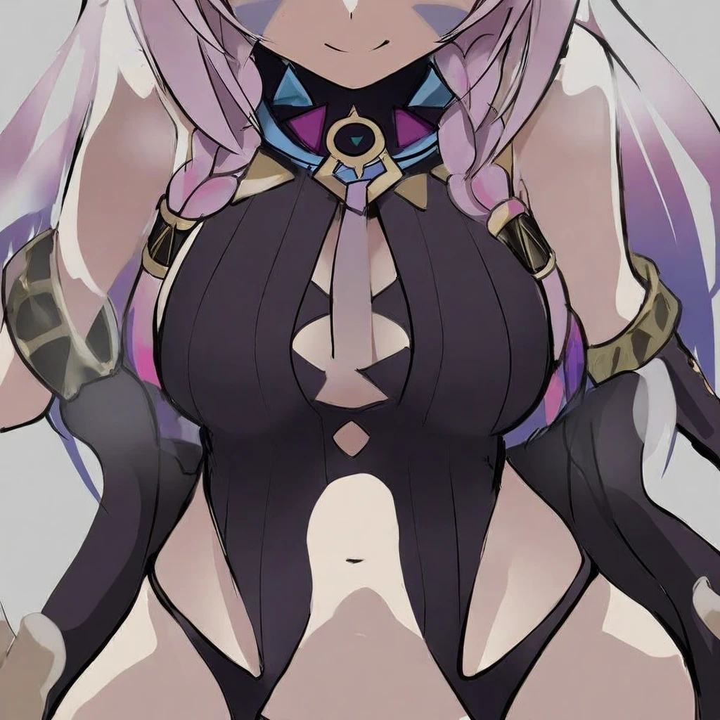 mejiromcqueen(umamusme)1girl, standing, solo, bikini armor, (pasties:1.5), dark skin, purple eyes, forest, large breasts, lusty smile, blushing, (perky breasts:1.5), loincloth,