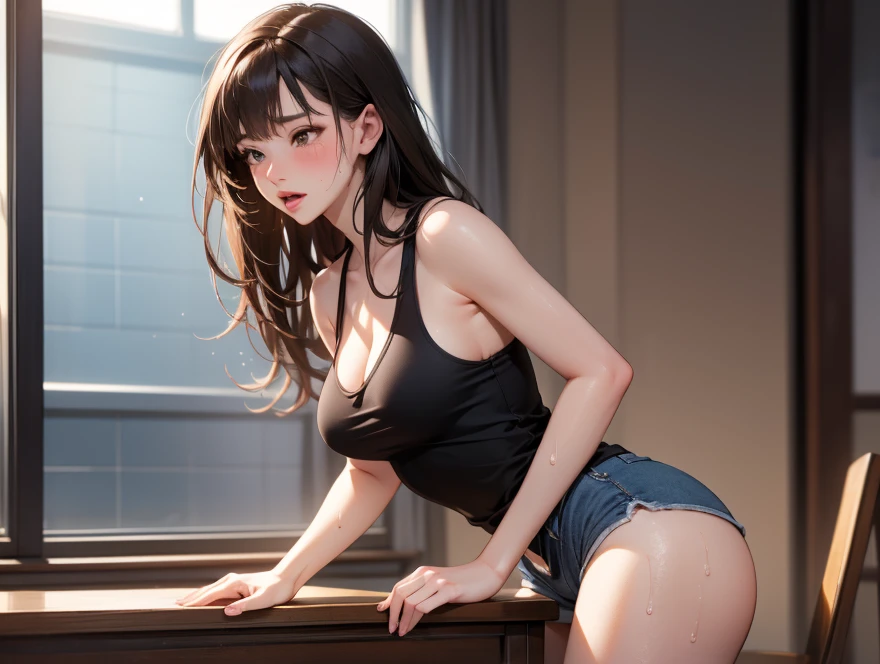 (NSFW),,((erected ))),Fulll body Shot:1.3,squatt,(urinating),(Urinary incontinence:1.47),((Urine on the floor)),(putting makeup on),Beautiful big breasts,(Bokeh),inside in room,Detailed luxury living room,model poses,(small_Head),Gentle and attractive Chinese beautiful girl,Korea(K-pop idols),独奏,(areola of breast),(cleavage:0.3),Underarm wrinkles,Delicate sexy(鎖骨:1.3),black pantyhoses,Smooth skin,choker necklace,brunette color hair,long leges, short detailed hair,Oval shaped face,二重まぶた,clever,nice hand,Good feet,naturey(:1.25),Shallow on the face,black fishnet pantyhose,Black loose tights,(squatting on the ground)((spread their legs)),((spread their legs))),(from below angle),(Glow skin:1.4),((low angles)),perfect bodies,(64k,hyper HD,RAW photos,best qualtiy,tmasterpiece:1.2),(realisticlying,photograph realistic:1.37),超高分辨率, photon maping,Radio City,((Hasselblad photograp)),physically-based renderingt,Professional soft lighting,Disheveled clothes,binding,succumbs,MuCoi,Attach a bandage to the nipple,and wear no underwear,Open your legs,White-skinned,magia, your ass,seductiv,long whitr hair,The clothing is translucent,Positive light,Reveals black lace panties,blackstockings,Clothes are torn,with fair skin,Global light,diffused reflections,Extremely delicate face,ellegance, lie,(full bodyesbian:1.2),full bodyesbian,Look up,Superskirt,Exposing the abdomen,Exposing thighs,Raised Legs,Stick out your feet,Sexy cleavage,Bigchest,Revelation, Classroom,, cabellos largos dorados, Long hair hanging to the ground,Call the bed,courtship,haughty,Slightly drunk,hyper HD, 巨作, Anatomically correct, super detailing, High details, High quality, A high resolution