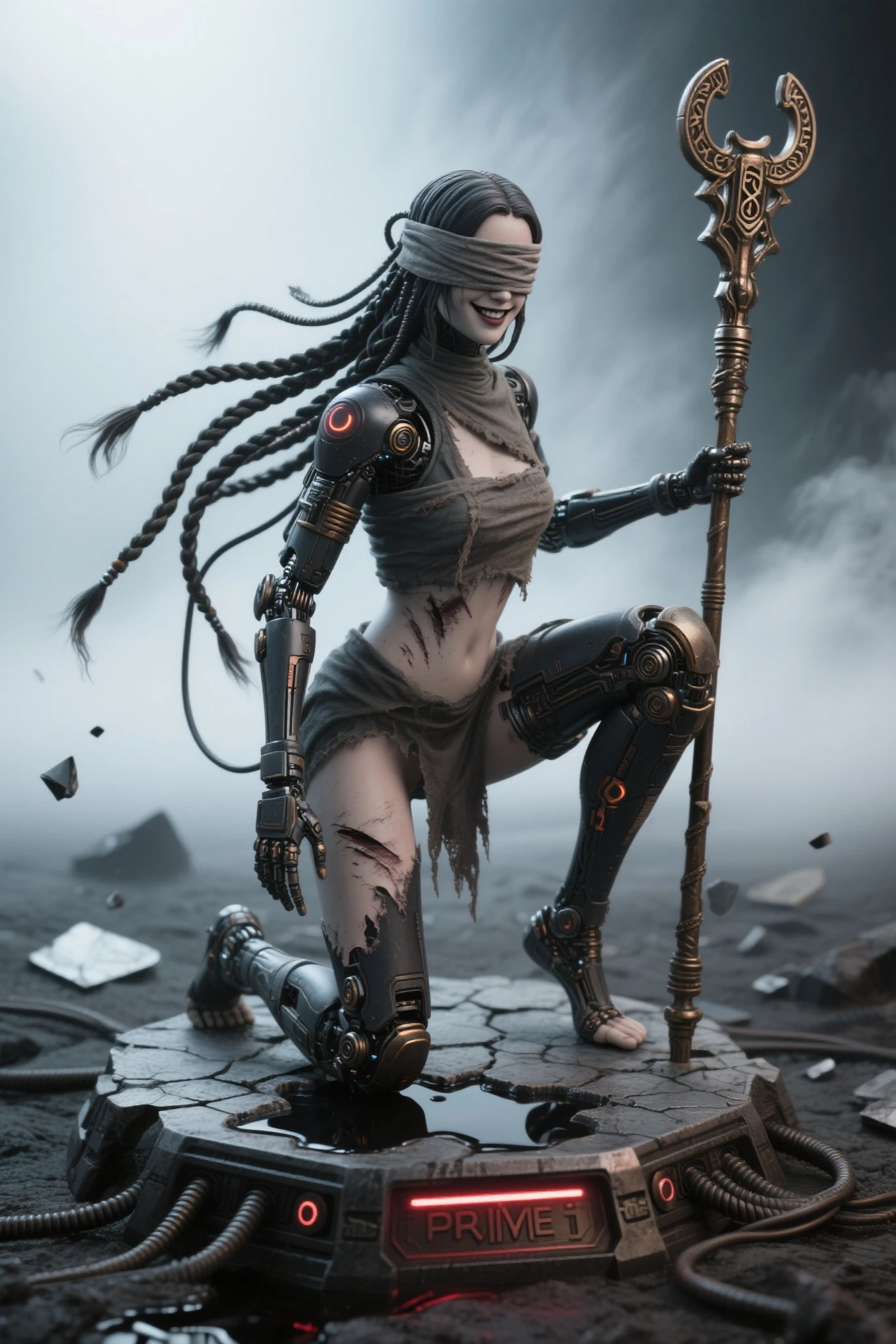 Female, white, redhead, blue glowing eyes, arachnid necromancer, skimpy, bone armor, Bone Scythe, <lora:Perfect Hands:1> <lora:more_details:1> <lora:BoneyardAI:1> BoneyardAI standing in a dimly lit damp, dark cave. Spiders and spider webs all over the place., sharp focus, 8k UHD, DSLR, high quality, 4k, highly detailed,