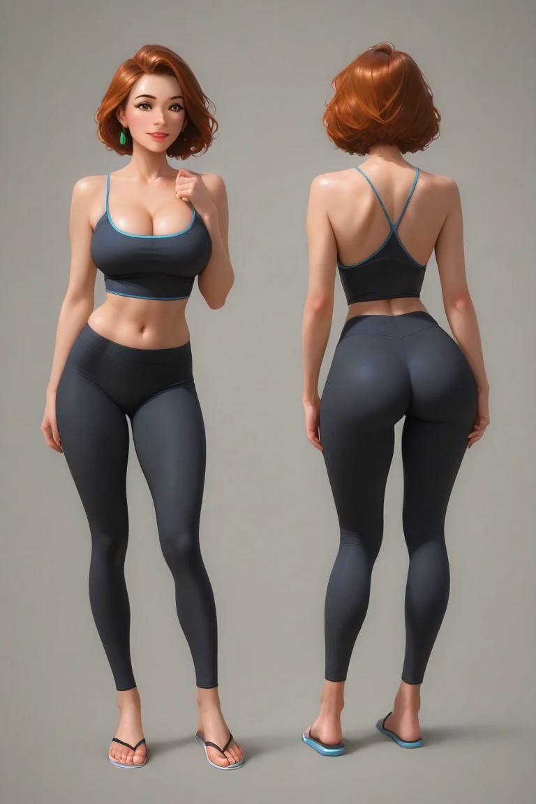 Milf in leggings with a thong
